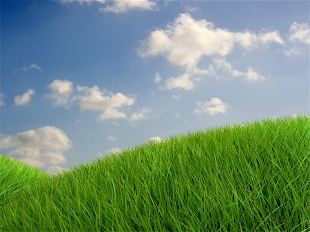 simsearch:400-07097368,k - 3d rendered illustration of grass hills under a blue sky Photographie de stock - Aubaine LD & Abonnement, Code: 400-04496481