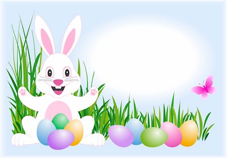 rabbit butterfly picture - Easter bunny and easter eggs Stock Photo - Budget Royalty-Free & Subscription, Code: 400-04496525