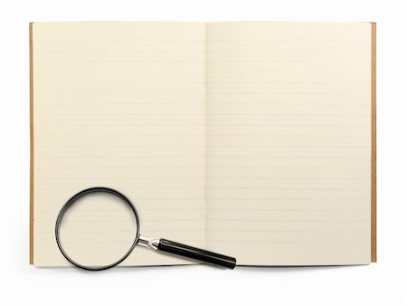 simsearch:400-04277882,k - blank lined exercise book and magnifying glass on white, visible shadow in front Foto de stock - Super Valor sin royalties y Suscripción, Código: 400-04496958