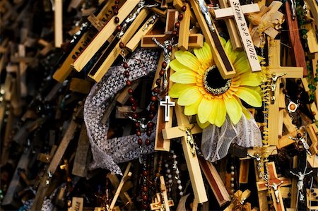 pious - Unique photo of a pile of crosses, with sunflower. Stock Photo - Budget Royalty-Free & Subscription, Code: 400-04497285