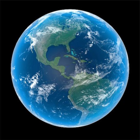 Planet Earth featuring North, Central and South America with clouds Stock Photo - Budget Royalty-Free & Subscription, Code: 400-04497519