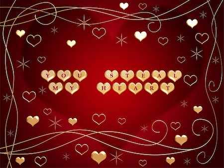 simsearch:400-03988311,k - 3d golden hearts, red letters, text - you steal my heart, flowers, stars Stock Photo - Budget Royalty-Free & Subscription, Code: 400-04497701