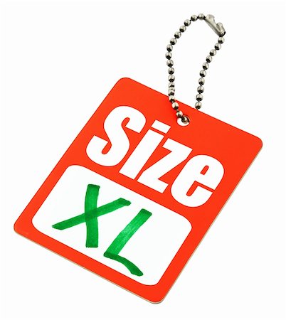 close-up of XL Size Tag isolated on white background Stock Photo - Budget Royalty-Free & Subscription, Code: 400-04497730