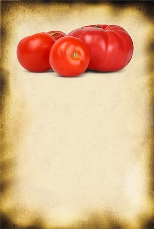 simsearch:400-05032591,k - old paper background and fresh tomatos, large copy space for your content, photo inside is my property Foto de stock - Super Valor sin royalties y Suscripción, Código: 400-04497793