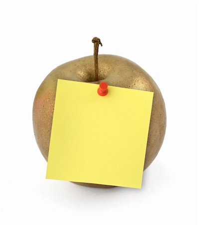 simsearch:400-04499320,k - close-up of golden apple with yellow note Fotografie stock - Microstock e Abbonamento, Codice: 400-04497943