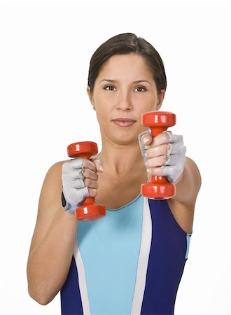 simsearch:400-03994929,k - Portrait of a woman doing an exercise with bar-bells. Stockbilder - Microstock & Abonnement, Bildnummer: 400-04498092