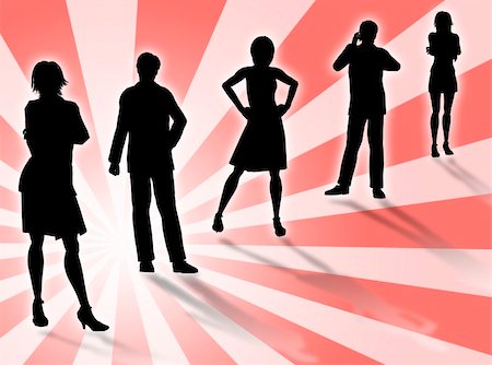 simsearch:400-04017214,k - Business people silhouettes in different poses and attitudes Stockbilder - Microstock & Abonnement, Bildnummer: 400-04498148