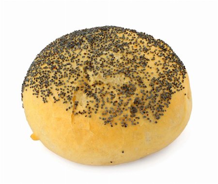 simsearch:400-04497847,k - real close-up of fresh poppy seed bun against white background Stockbilder - Microstock & Abonnement, Bildnummer: 400-04498214