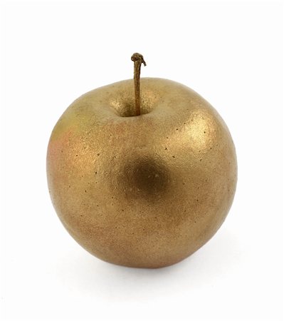 simsearch:400-04499320,k - close-up of gold apple isolated on white background Fotografie stock - Microstock e Abbonamento, Codice: 400-04498449