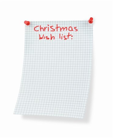 christmas wish list isolated on white Fotografie stock - Microstock e Abbonamento, Codice: 400-04498489