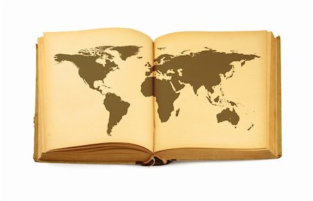 decaying antique books - world map in open book Stock Photo - Budget Royalty-Free & Subscription, Code: 400-04498520