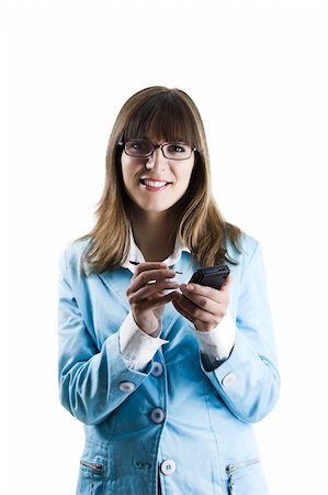 simsearch:400-04434095,k - Beautiful businesswoman holding a PDA over a white background Photographie de stock - Aubaine LD & Abonnement, Code: 400-04498540