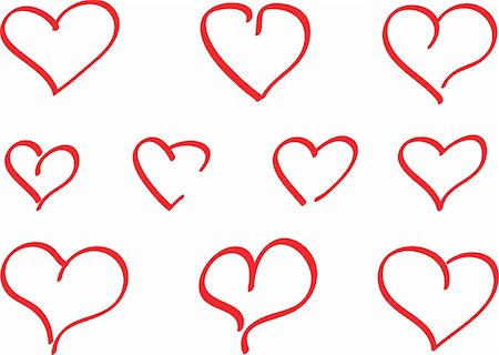 simsearch:400-08410647,k - Few handdrawed red hearts Stock Photo - Budget Royalty-Free & Subscription, Code: 400-04498567