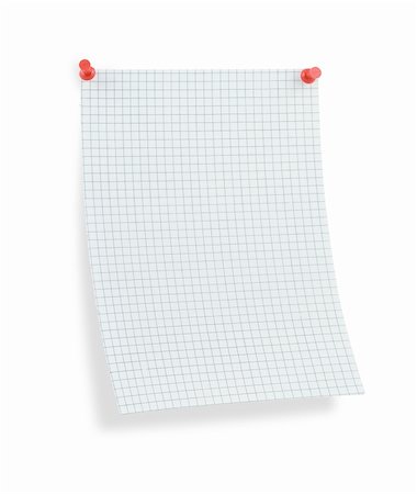 blank thumbtacked squared paper page with shadow Fotografie stock - Microstock e Abbonamento, Codice: 400-04498601