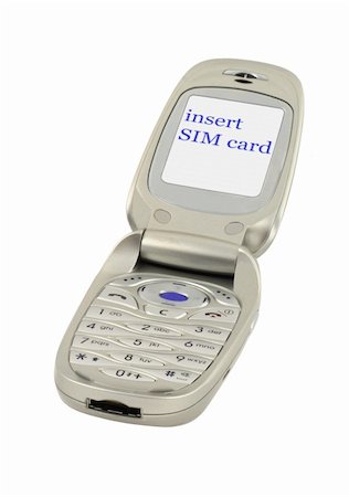 sim card - mobile phone with INSERT SIM CARD text isolated on white Stock Photo - Budget Royalty-Free & Subscription, Code: 400-04498654