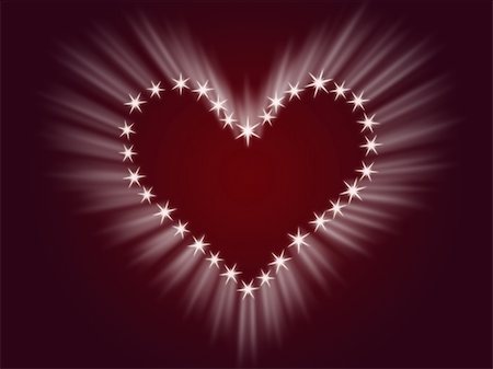 simsearch:400-05736913,k - shining heart drawing by white stars with rays of light Fotografie stock - Microstock e Abbonamento, Codice: 400-04498718