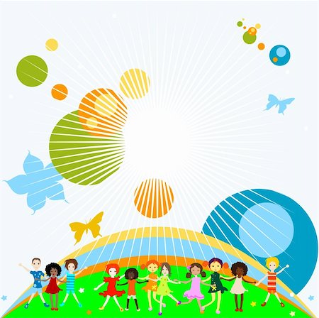 Group of kids playing, abstract background, creative design Stock Photo - Budget Royalty-Free & Subscription, Code: 400-04498852