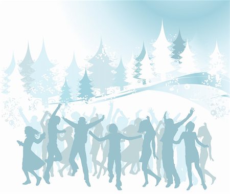simsearch:400-04592589,k - winter design, Christmas composition with silhouettes dancing Photographie de stock - Aubaine LD & Abonnement, Code: 400-04498869
