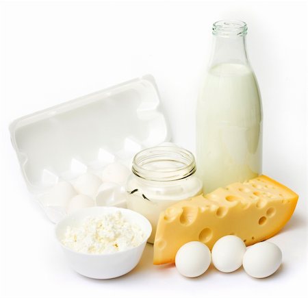 Fresh eggs and dairy products in glass containers Stock Photo - Budget Royalty-Free & Subscription, Code: 400-04499805