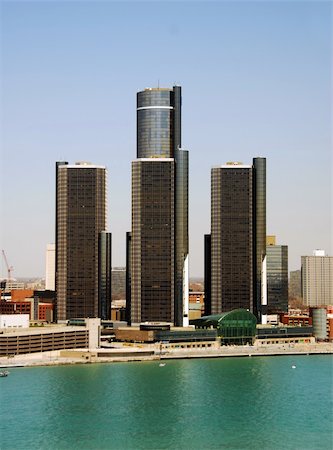 detroit city view - Highrises in downtown Detroit Stock Photo - Budget Royalty-Free & Subscription, Code: 400-04490268