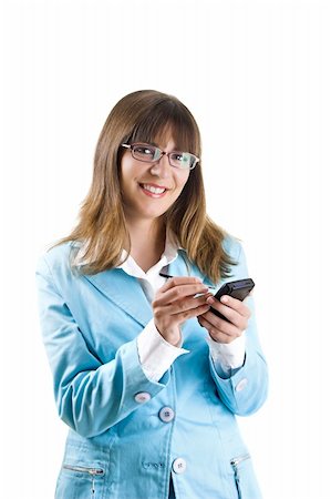 simsearch:400-04434095,k - Beautiful businesswoman holding a PDA over a white background Photographie de stock - Aubaine LD & Abonnement, Code: 400-04490438