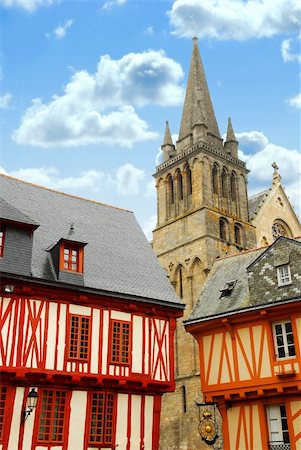 Colorful medieval houses and cathedral in Vannes, Brittany, France Stock Photo - Budget Royalty-Free & Subscription, Code: 400-04490663