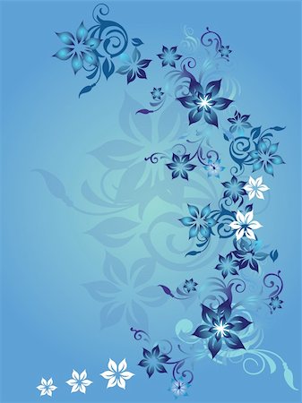 Blue, gradient background with pretty flowers. Stock Photo - Budget Royalty-Free & Subscription, Code: 400-04491339