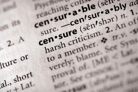 rebuking - Selective focus on the word "censure". Need more words? Have a look in my portfolio. Stock Photo - Budget Royalty-Free & Subscription, Code: 400-04491447