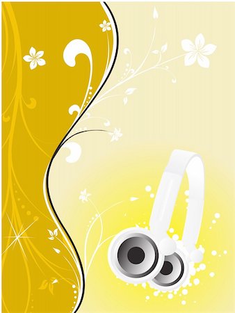 simsearch:400-04236587,k - Dj's steroe headphones on a grunge floral vector illustration background Stock Photo - Budget Royalty-Free & Subscription, Code: 400-04492190