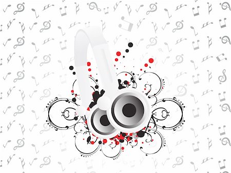 simsearch:400-04236587,k - Dj's steroe headphones on a grunge floral vector illustration background Stock Photo - Budget Royalty-Free & Subscription, Code: 400-04492208