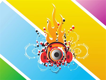 simsearch:400-04046708,k - Dj's steroe headphones on a grunge floral vector illustration background Fotografie stock - Microstock e Abbonamento, Codice: 400-04492222