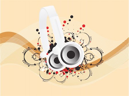 simsearch:400-04046708,k - Dj's steroe headphones on a grunge floral vector illustration background Fotografie stock - Microstock e Abbonamento, Codice: 400-04492247