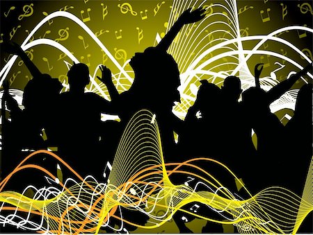 electricity city sun - vector illustration of pary people on music background Stock Photo - Budget Royalty-Free & Subscription, Code: 400-04492293