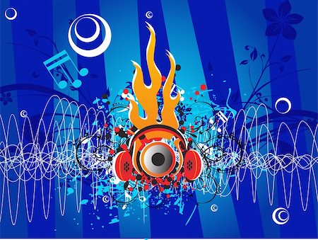 simsearch:400-08166117,k - Dj's steroe headphones on a grunge floral vector illustration background Stock Photo - Budget Royalty-Free & Subscription, Code: 400-04492567