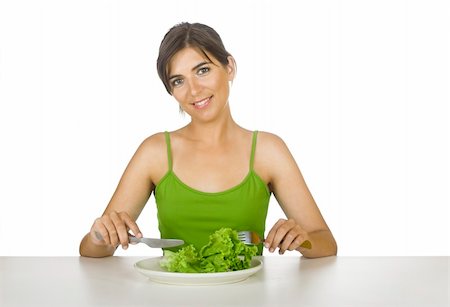 simsearch:400-05741507,k - Beautiful woman in diet eating a lettuce Stockbilder - Microstock & Abonnement, Bildnummer: 400-04492704