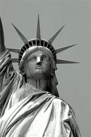 famous statues in usa - Black and white close up of Statue of Liberty on Liberty Island in New York City. Stock Photo - Budget Royalty-Free & Subscription, Code: 400-04493195