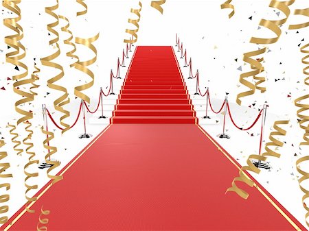 3d rendered illustration of a red carpet with barriers and golden ribbons Stock Photo - Budget Royalty-Free & Subscription, Code: 400-04493588