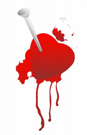 Grunge broken heart and blood on a white background. Stock Photo - Budget Royalty-Free & Subscription, Code: 400-04493828