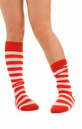 funny striped red socks isolated on white Stock Photo - Budget Royalty-Free & Subscription, Code: 400-04504476