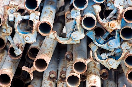 Close-up of scaffolding pipes with block system Stock Photo - Budget Royalty-Free & Subscription, Code: 400-04504664