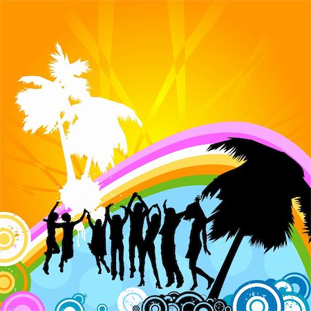 silhouettes dancing on a rainbow Stock Photo - Budget Royalty-Free & Subscription, Code: 400-04504807