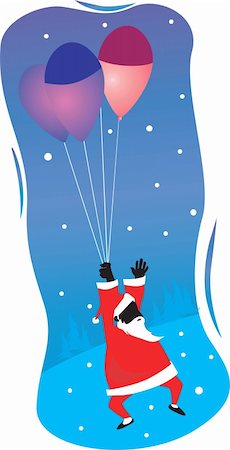 simsearch:400-04774270,k - Illustration of Santa clause landing with balloons Stock Photo - Budget Royalty-Free & Subscription, Code: 400-04504869