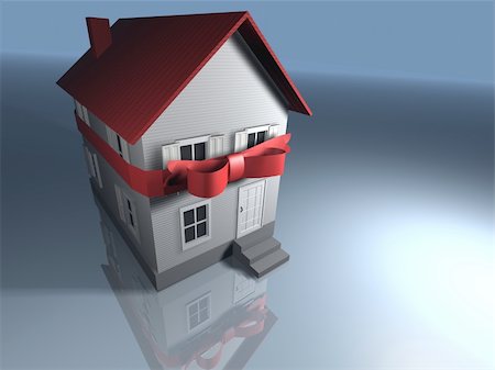 House with bow - 3d render Stock Photo - Budget Royalty-Free & Subscription, Code: 400-04504917