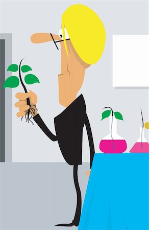 Illustration of a ma working in a lab and holding a plant Foto de stock - Super Valor sin royalties y Suscripción, Código: 400-04505504