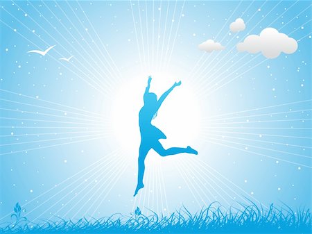 extreme sport clipart - Girl jumping against the blue sky Stock Photo - Budget Royalty-Free & Subscription, Code: 400-04505634