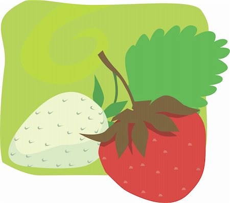 simsearch:400-04524035,k - Illustration of a ripe and raw strawberry with stem Foto de stock - Super Valor sin royalties y Suscripción, Código: 400-04505713