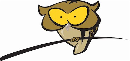 simsearch:400-04409562,k - Illustration of a yellow eye owl sitting on a branch Fotografie stock - Microstock e Abbonamento, Codice: 400-04505742