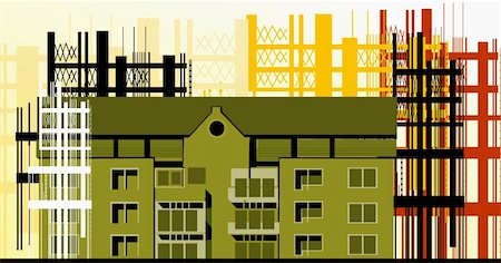 Illustration of buildings in a construction site Stock Photo - Budget Royalty-Free & Subscription, Code: 400-04506077