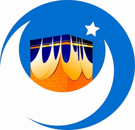 Illustration of mosque, star and noon in blue background Stock Photo - Budget Royalty-Free & Subscription, Code: 400-04506168