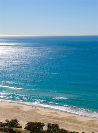 simsearch:400-06069735,k - a bright clear blue sky day aerial photo over ocean beach, beautiful day, beautiful beach at Surfer's Paradise, Queensland, Australia Stock Photo - Budget Royalty-Free & Subscription, Code: 400-04506825